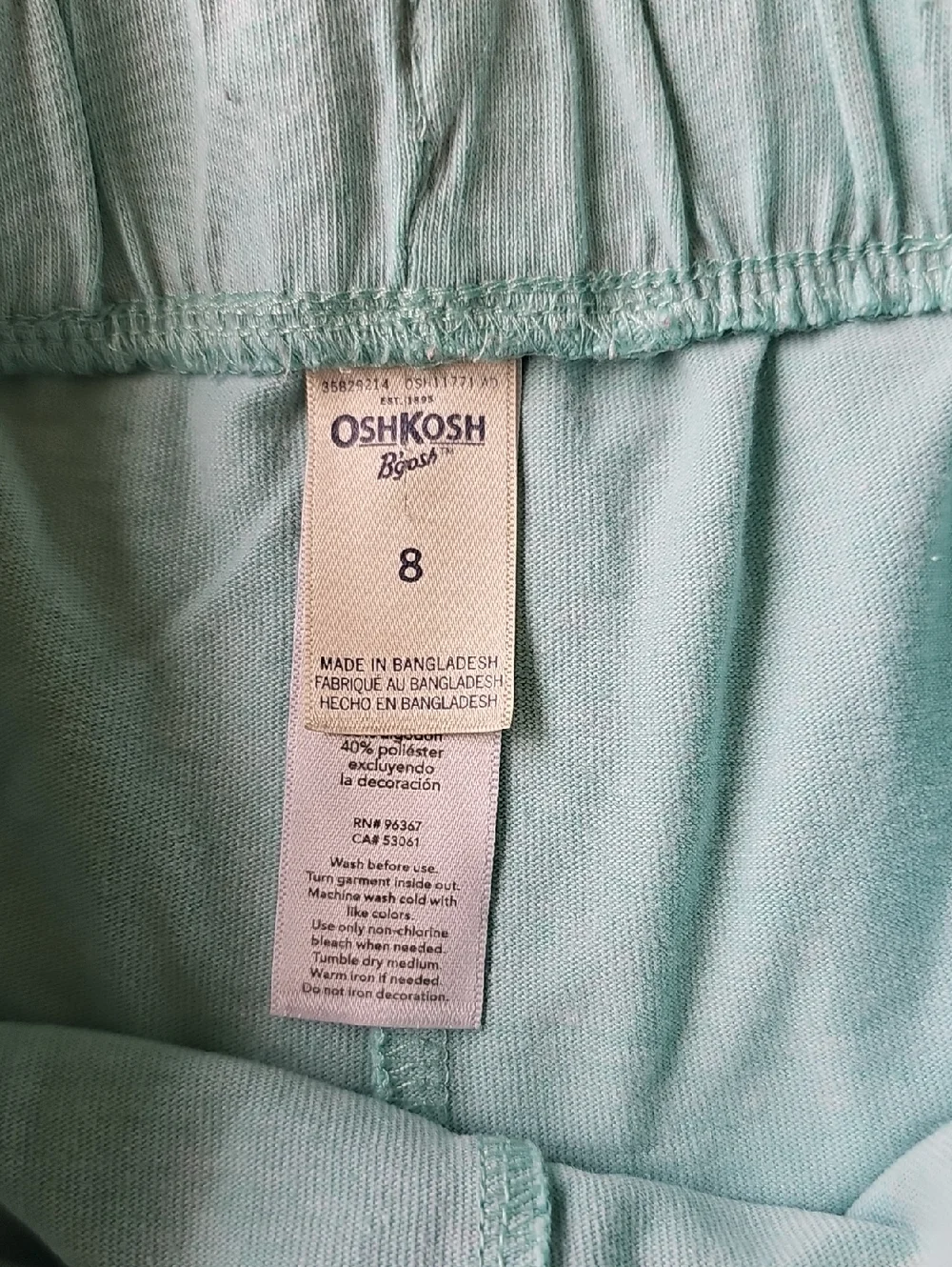 OshKosh B'gosh Girls Light Aqua Athletic Dolphin Shorts Size 8